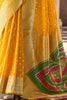 Pretty Yellow Zari Weaving Silk Haldi Wear Saree With Blouse