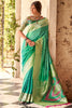 Awesome Teal Green Zari Weaving Silk Traditional Saree With Blouse