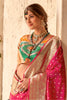 Beautiful Pink Zari Weaving Silk Event Wear Saree With Blouse