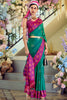 Startling Teal Green Floral Print Silk Festival Wear Saree With Blouse