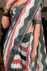 Dazzling Grey Printed Cotton Saree With Floral Printed Blouse