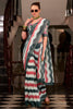 Dazzling Grey Printed Cotton Saree With Floral Printed Blouse