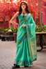 Fantastic Sea Green Zari Weaving Silk Festival Wear Saree With Blouse