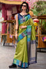 Extraordinary Olive Green Zari Weaving Silk Event Wear Saree With Blouse