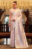Alluring Lilac Color Zari Weaving Satin Silk Function Wear Saree