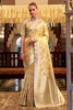 Marvelous Yellow Zari Weaving Satin Silk Event Wear Saree With Blouse