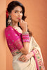 Attractive Cream Patola Weaving Silk Casual Wear Saree With Blouse