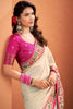 Attractive Cream Patola Weaving Silk Casual Wear Saree With Blouse