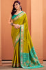 Alluring Lime Green Patola Weaving Silk Festival Wear Saree With Blouse