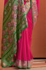 Beautiful Hot Pink Patola Weaving Silk Event Wear Saree With Blouse
