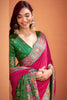 Beautiful Hot Pink Patola Weaving Silk Event Wear Saree With Blouse