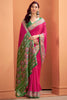 Beautiful Hot Pink Patola Weaving Silk Event Wear Saree With Blouse