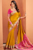 Rich Mustard Yellow Patola Weaving Silk Traditional Saree With Blouse