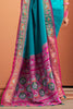 Pretty Teal Blue Patola Weaving Silk Festival Wear Saree With Blouse