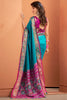 Pretty Teal Blue Patola Weaving Silk Festival Wear Saree With Blouse