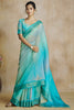 Lovely Aqua Blue Digital Printed Silk Event Wear Saree With Blouse