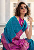 Lovely Teal Blue Bandhani Printed Silk Festival Wear Saree With Blouse