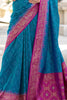 Lovely Teal Blue Bandhani Printed Silk Festival Wear Saree With Blouse