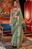 Stunning Olive Green Handloom Weaving Chiffon Function Wear Saree