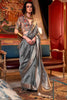 Ravishing Grey Handloom Weaving Chiffon Event Wear Saree With Blouse