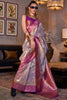 Lovely Lavender Handwoven Tissue Silk Event Wear Saree With Blouse