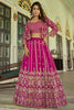 Alluring Pink Embroidered Chinon Wedding Lehenga Choli With Koti