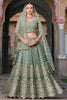 Awesome Pista-Green Embroidered Net Wedding Wear Lehenga Choli