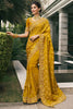 Dazzling Mustard Sequins Work Tissue Silk Haldi Wear Saree With Blouse