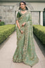 Flamboyant Pista Green Border Work Tissue Silk Event Wear Saree