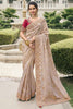 Lavish Cream Zari Weaving Tissue Silk Wedding Wear Saree With Blouse