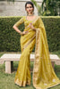 Fabulous Mustard Yellow Zari Woven Tissue Silk Function Wear Saree