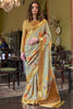 Adorable Yellow Printed Banarasi Silk Festival Wear Saree With Blouse