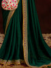 Amazing Green Heavy Lace Work Silk Mehendi Wear Saree With Blouse