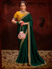 Amazing Green Heavy Lace Work Silk Mehendi Wear Saree With Blouse