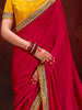 Awesome Magenta Heavy Lace Work Silk Festival Wear Saree With Blouse