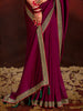 Outstanding Wine Heavy Lace Work Silk Engagement Wear Saree