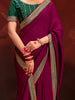 Outstanding Wine Heavy Lace Work Silk Engagement Wear Saree