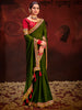 Awesome Green Heavy Lace Work Silk Festival Wear Saree With Blouse