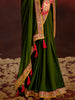 Awesome Green Heavy Lace Work Silk Festival Wear Saree With Blouse