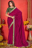 Pretty Magenta Color Embroidered Vichitra Silk Reception Wear Saree