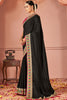 Astonishing Black Swarovski Work Silk Party Wear Saree With Blouse