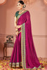 Dazzling Purple Swarovski Work Silk Wedding Saree With Blouse