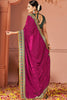 Dazzling Purple Swarovski Work Silk Wedding Saree With Blouse