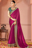 Dazzling Purple Swarovski Work Silk Wedding Saree With Blouse