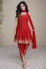 Shocking Red Sequins Work Silk Dhoti Suit With Dupatta