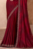 Pretty Maroon Border Work Chiffon Wedding Saree With Blouse
