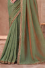 Adorable Olive Green Border Work Georgette Saree With Blouse