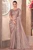 Precious Light Brown Border Work Crepe Reception Wear Saree