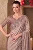 Precious Light Brown Border Work Crepe Reception Wear Saree