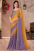 Stunning Mustard Yellow Border Work Chiffon Event Wear Saree